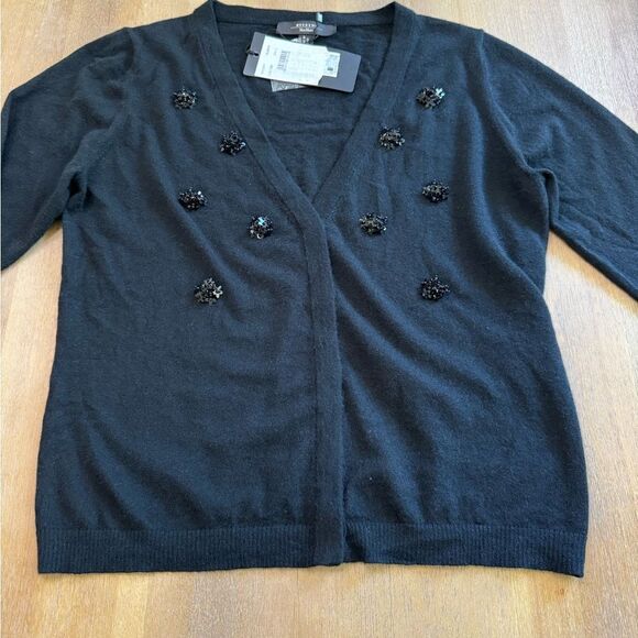 MaxMara Weekend‎ Cashmere Wool Blend Cardigan with Floral Beading Detail - Picture 11 of 12